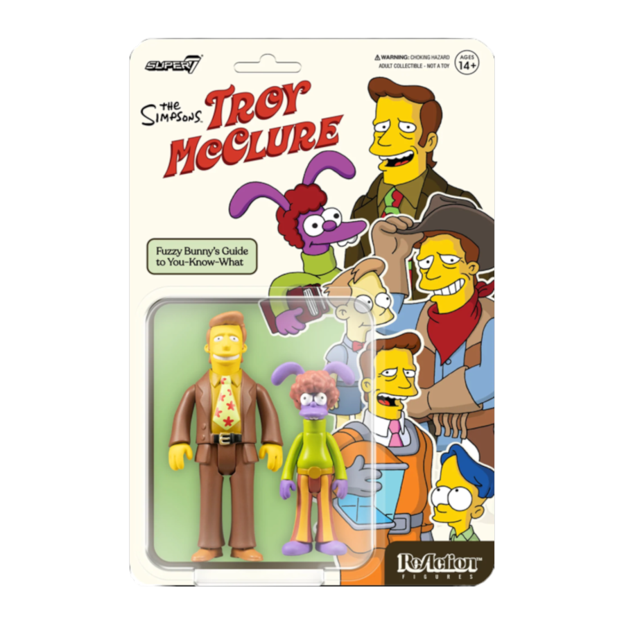The Simpsons Troy McClure Fuzzy Bunny's Guide to You-Know-What 3.75'' ReAction Action Figure