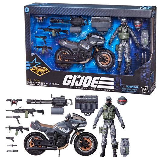 G.I. Joe Classified Series 127 Night Force Jason "Shockwave" Faria Figure & Night Pursuit Cycle